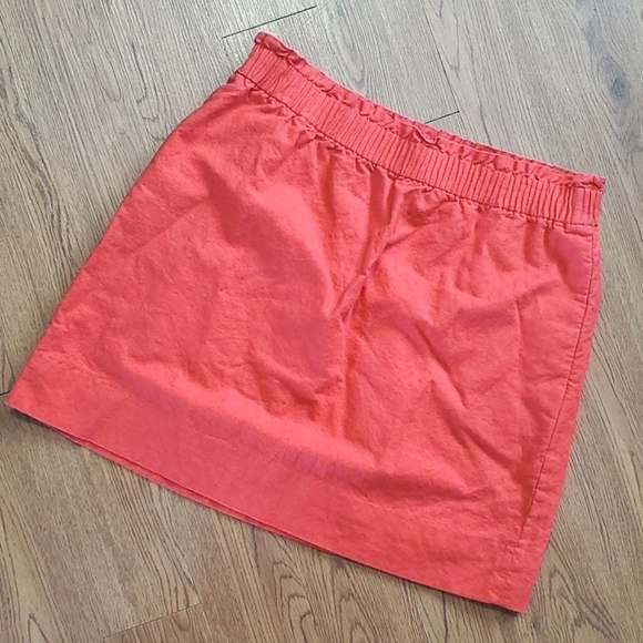 J. Crew Coral Salmon 55% Linen Blend Knee Length Mini Skirt Womens Size 10 - Picture 1 of 13